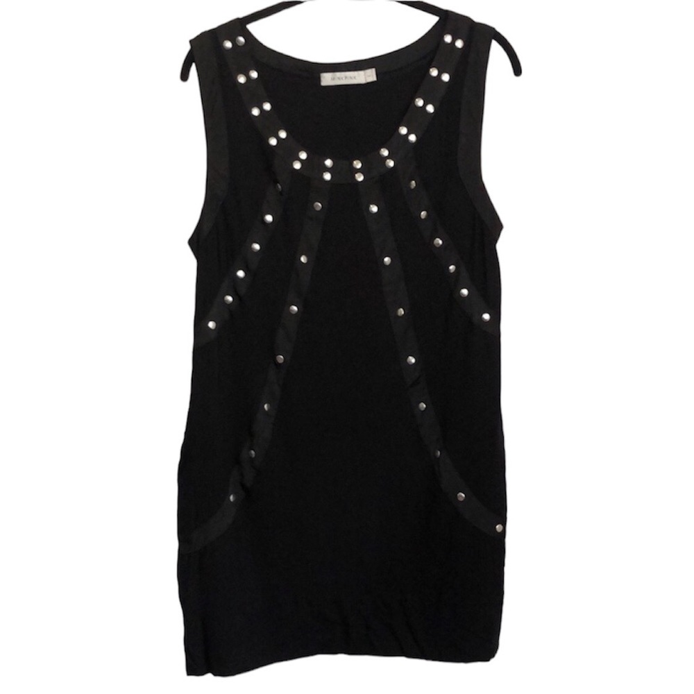 MINKPINK Black mini dress with studded accents and pockets size Large punk goth